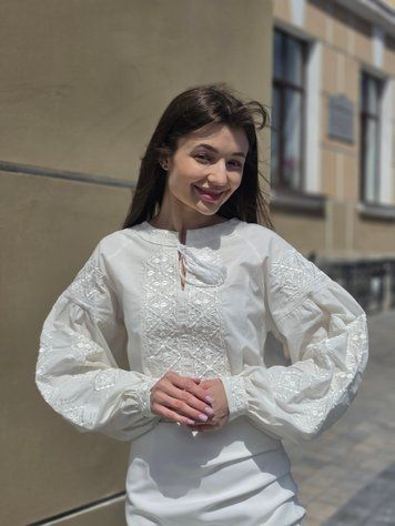 Жіноча вишиванка біла по білому S 139 фото