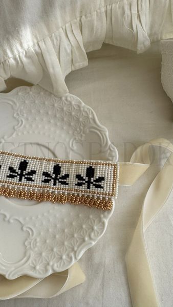 Чокер(гердан) з бісеру "Каштани" на оксамитовій стрічці. 001 фото
