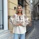 Парний комплект з геометричною вишивкою коричневого кольору на бежевому полотні. 906 фото 2