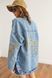 Джинсова куртка oversize з вишитими колосками синього кольору S 802 фото 6