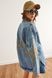 Джинсова куртка oversize з вишитими колосками синього кольору S 802 фото 4