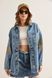 Джинсова куртка oversize з вишитими колосками синього кольору S 802 фото 2
