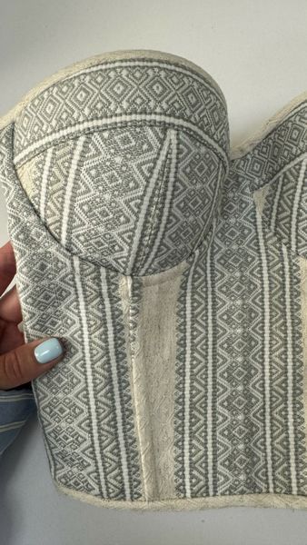 Комплект &laquo;Лляний корсет з орнаментом сірого кольору та лляна спідниця&raquo; XS к1 фото