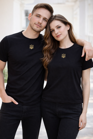 Сімейний комплект футболок з вишивкою Тризуба чорного кольору. 913 фото