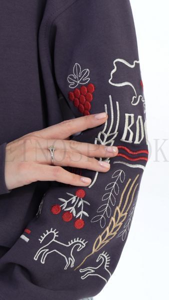 Жіночий вишитий світшот "Воля" фіолетовий  S 706 фото