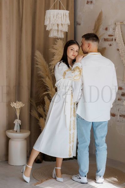 Парний комплект &laquo;Колосся&raquo; з довгою сукнею білого кольору. 904.5 фото