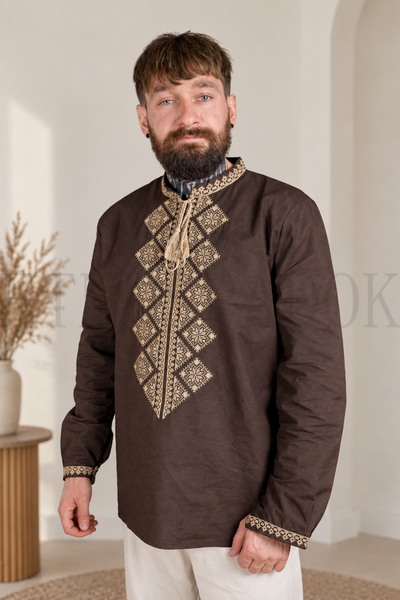 Вишитий комплект сукня з сорочкою в шоколадному кольорі S/S 929 фото