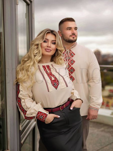 Чоловіча вишиванка з червоно-чорним орнаментом S 204 фото